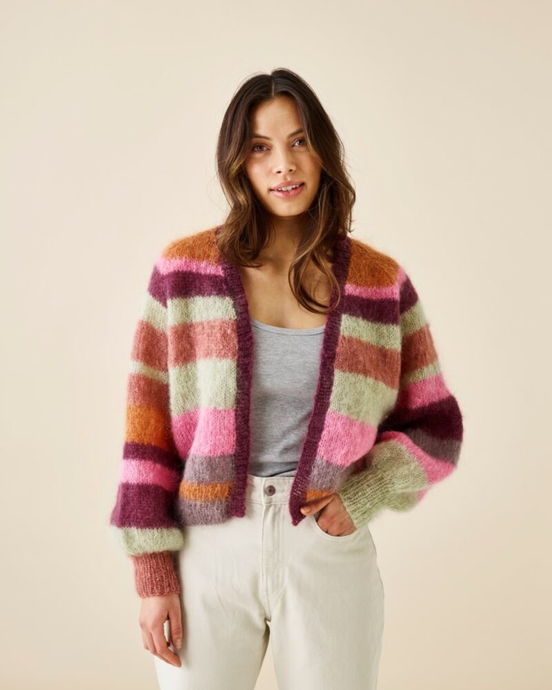 Bella stribet raglan cardigan