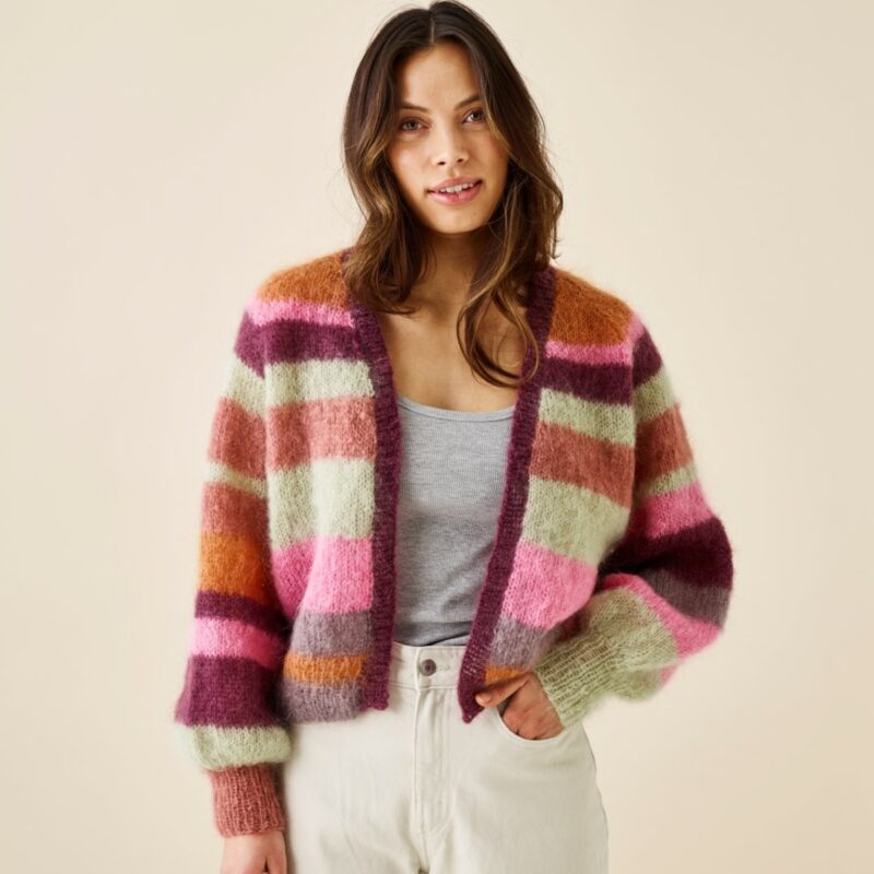 Bella stribet raglan cardigan